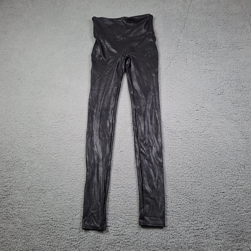 Spanx Size Medium Black Faux Leather Looking Leggings Costume Slimming